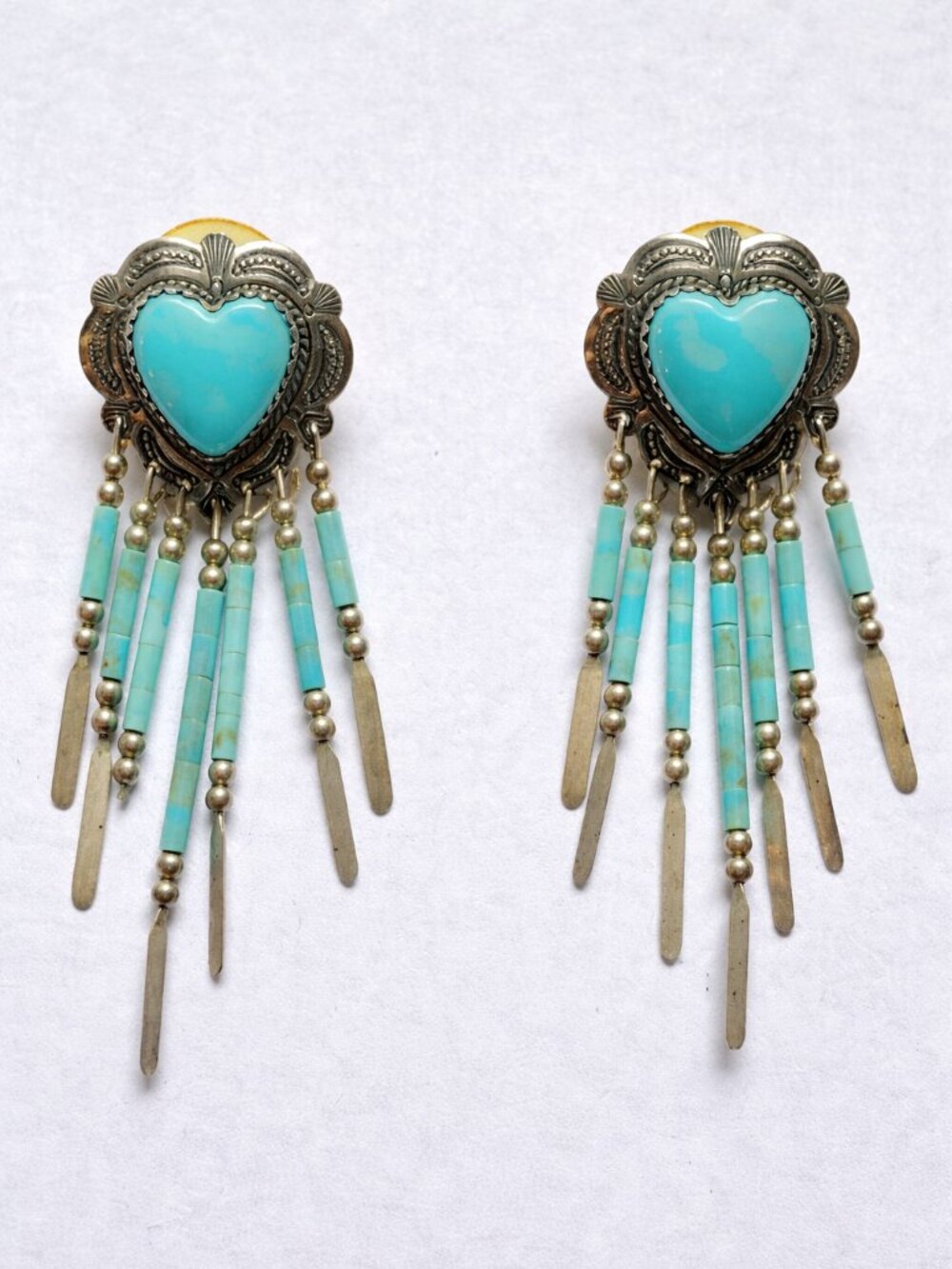 Sterling Silver and Turquoise Heart Dangle Earrings